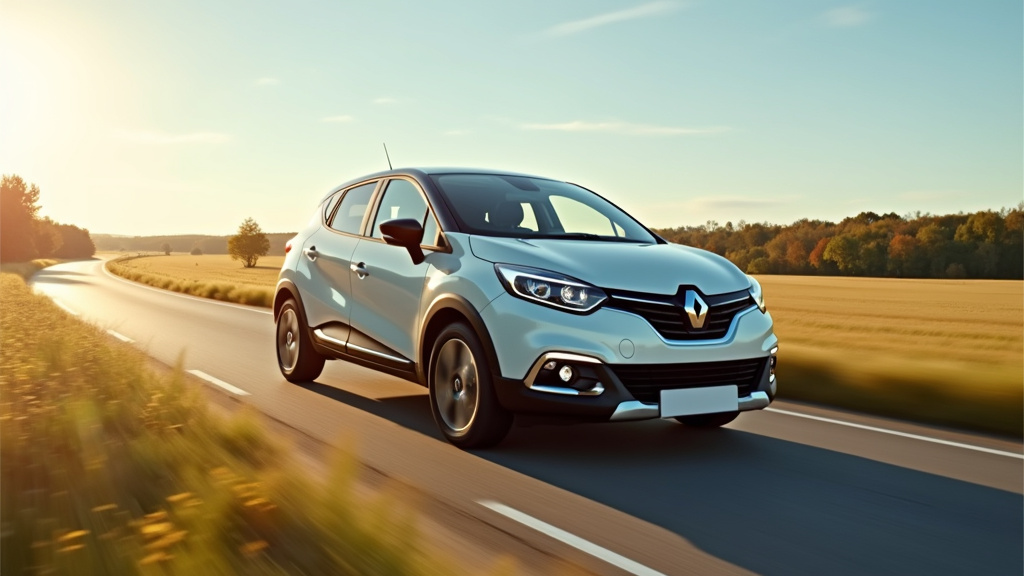 Collaborateur Renault en train de tester un véhicule neuf sur une route de campagne