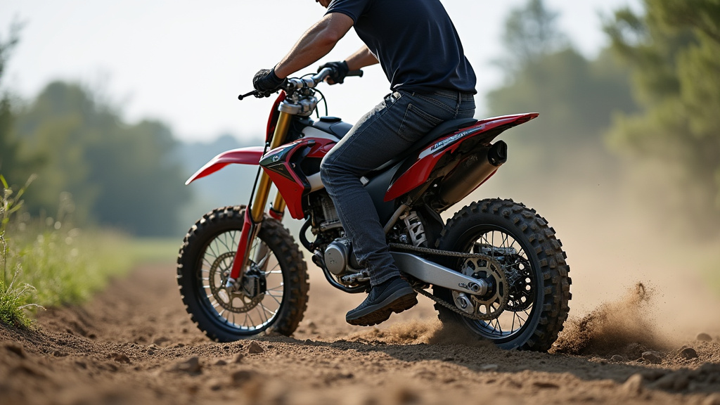 Fixation d’une bâche moto à l’aide de sangles tendue autour du cadre et ancrée au sol