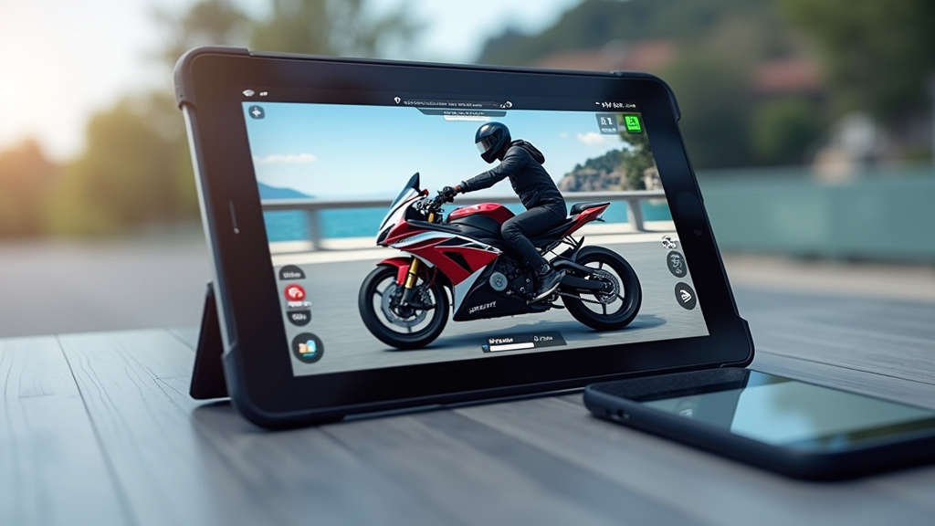 Tablette et smartphone affichant des applications de simulation de covering moto