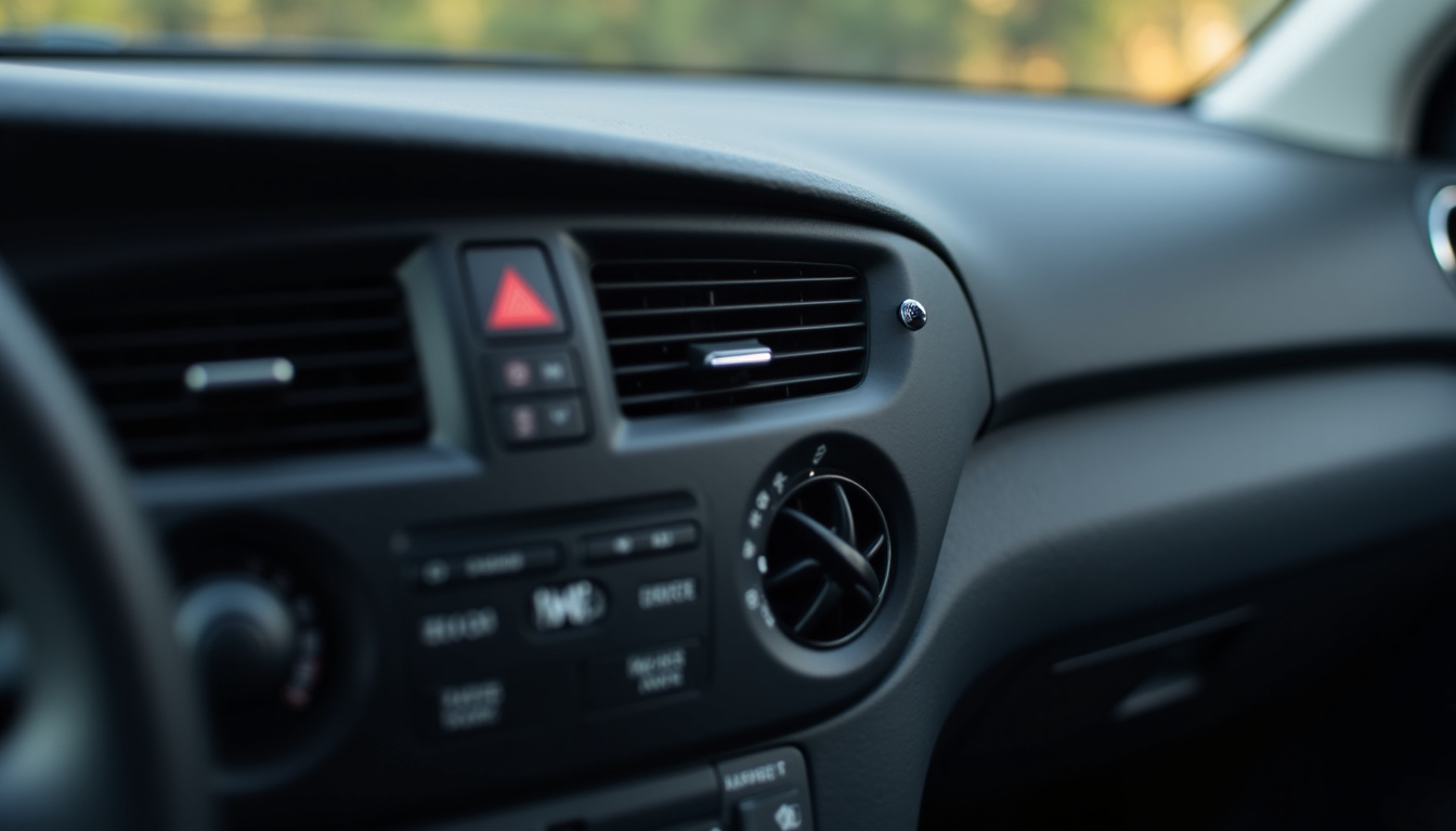 Adaptateur Bluetooth branché sur une prise allume-cigare dans un tableau de bord de voiture