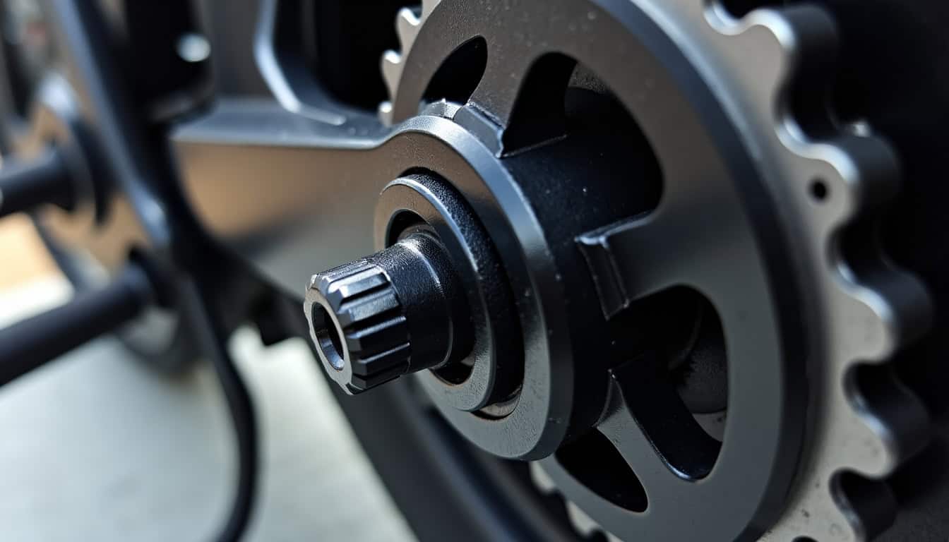 Application de graisse sur une chaîne de moto en caoutchouc noir