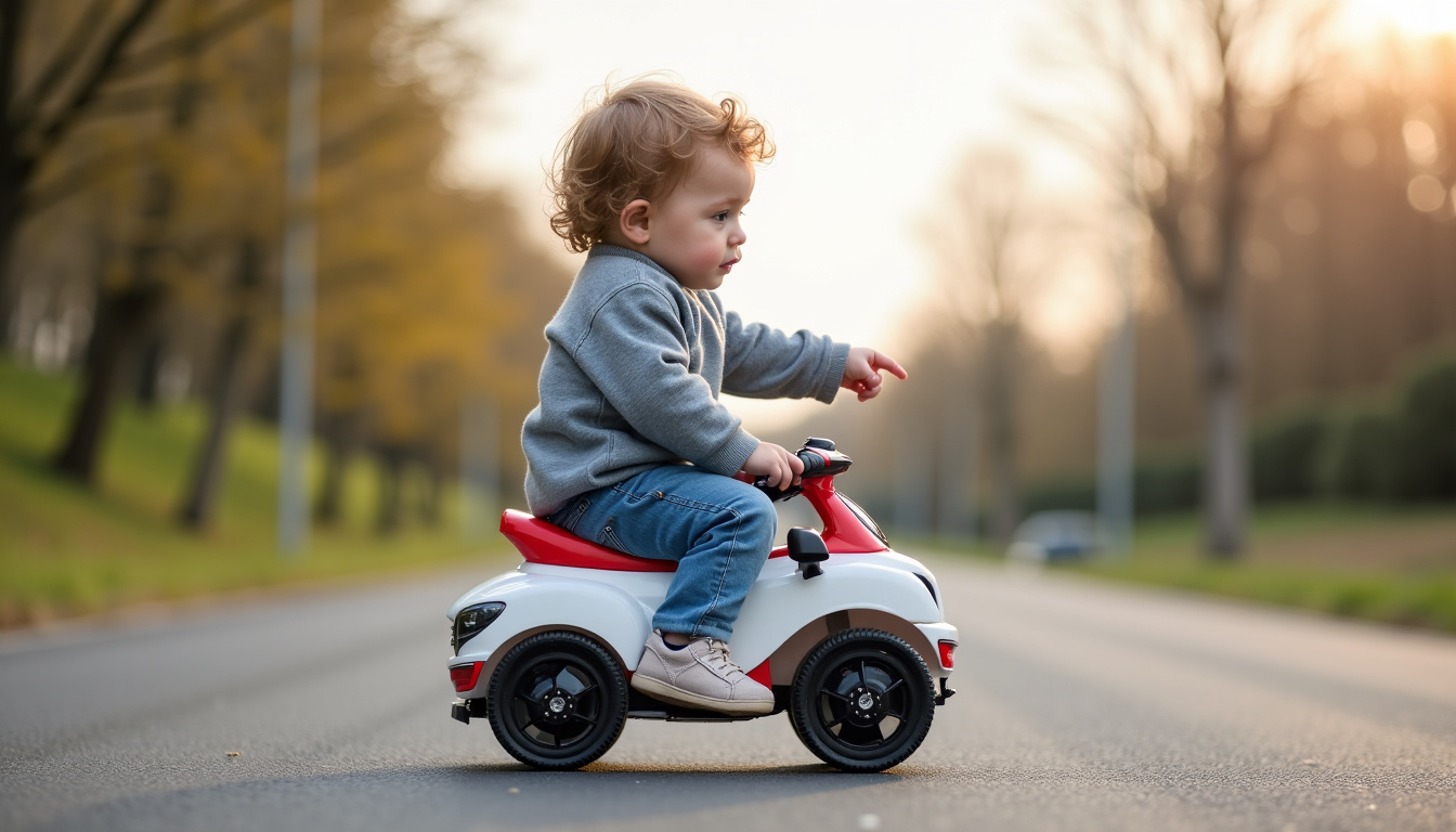 Enfant de 3 ans en train de jouer avec une voiture télécommandée, illustrant la coordination œil-main et la motricité