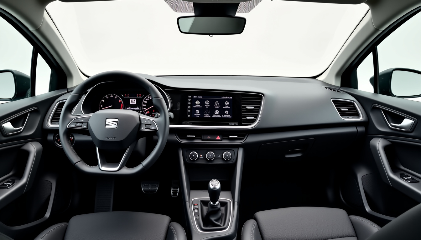 Intérieur de la Seat Ibiza 2026, montrant le tableau de bord numérique, l