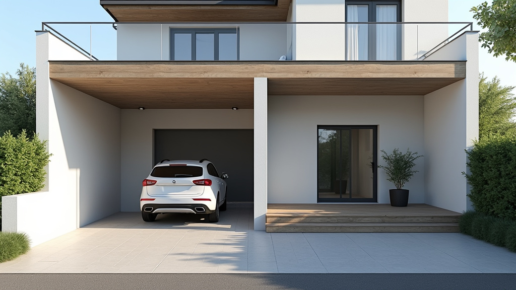 Monte escalier extérieur en utilisation dans un garage