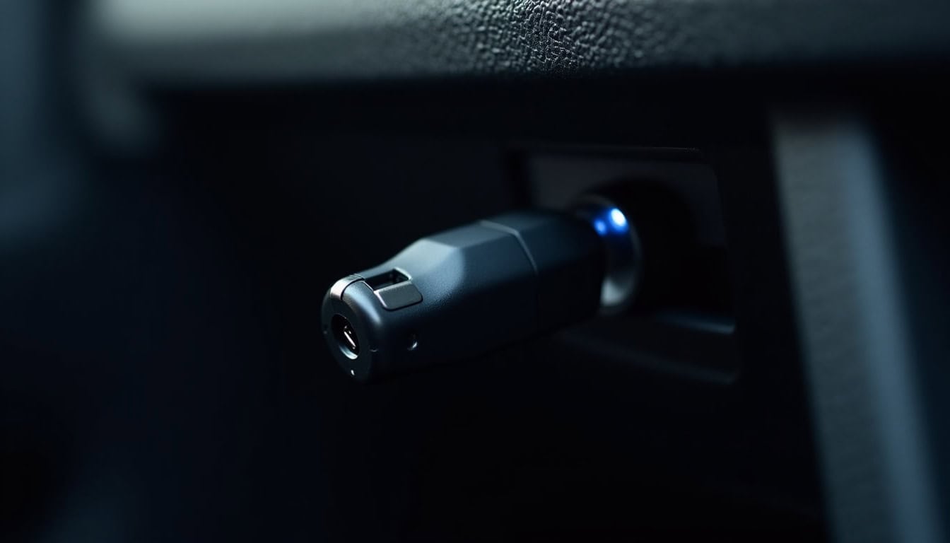 Adaptateur Bluetooth branché dans la prise allume-cigare d