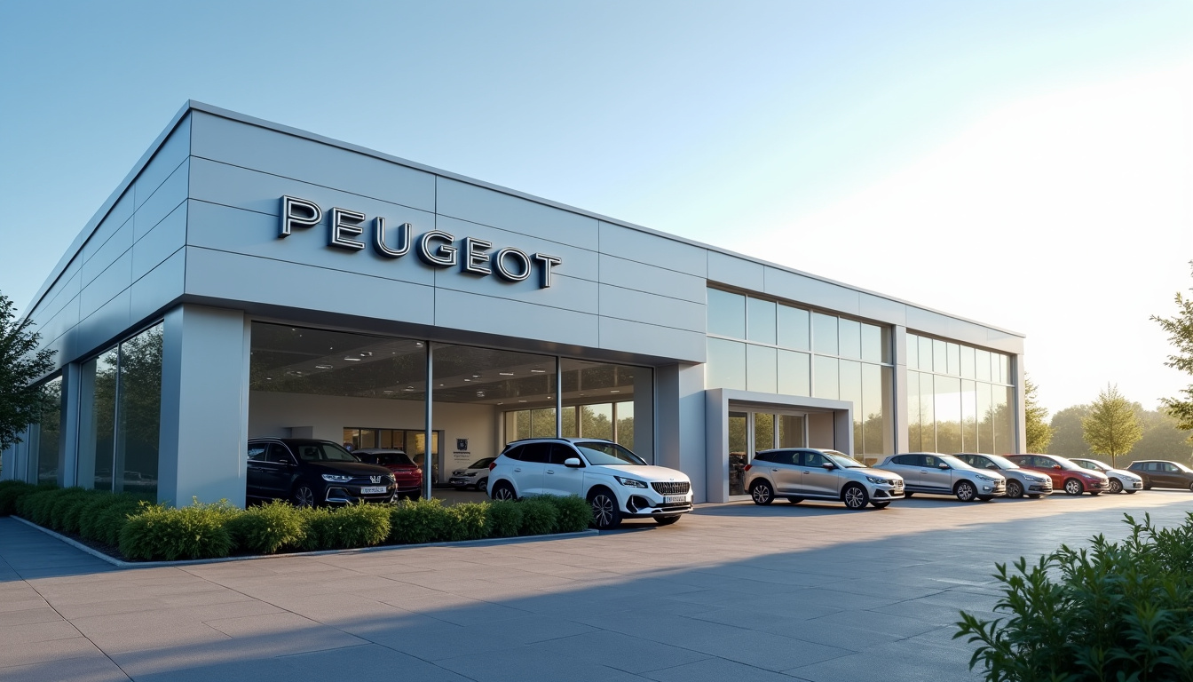 Façade moderne de la concession Edenauto Peugeot située sur la Rocade Sud à Saint-Pierre-du-Mont