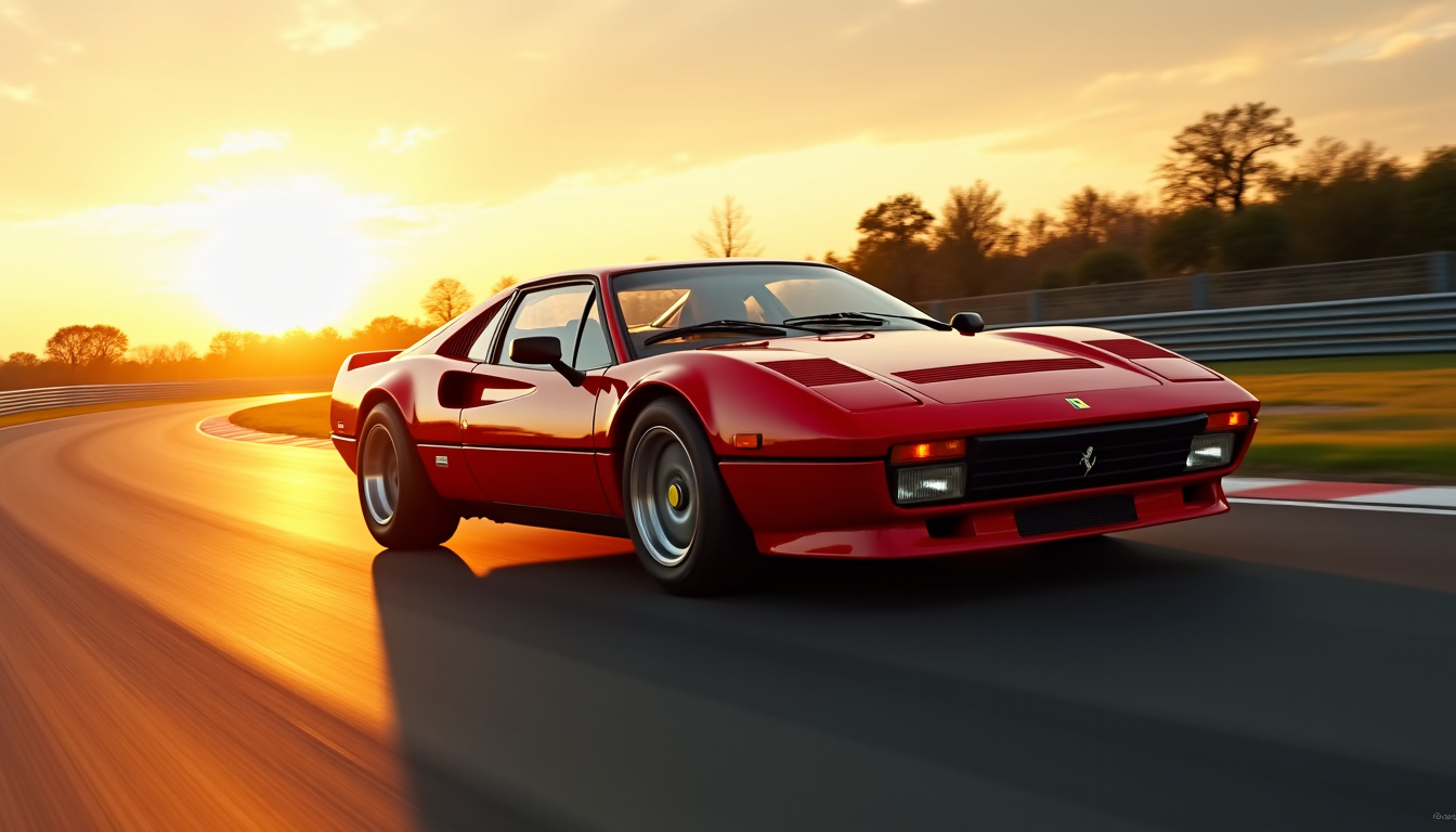 Ferrari 288 GTO Evoluzione lors d’un test sur piste, illustrant sa vocation sportive