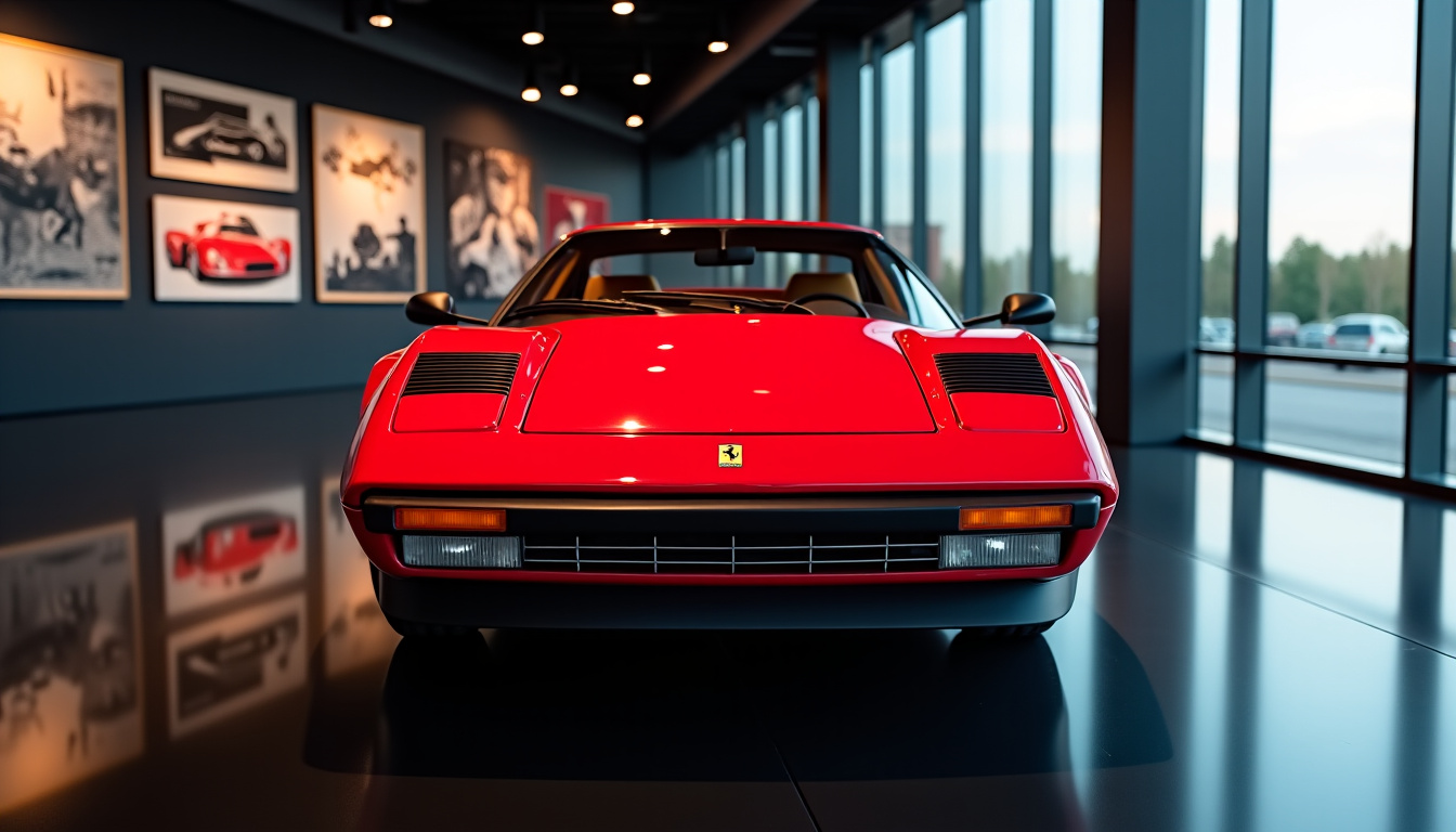 Ferrari 288 GTO exposée dans un musée, mettant en avant son design et son héritage GTO
