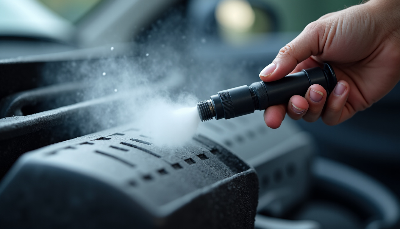 Injecteurs de moteur diesel en cours de nettoyage, cause potentielle de fumée blanche