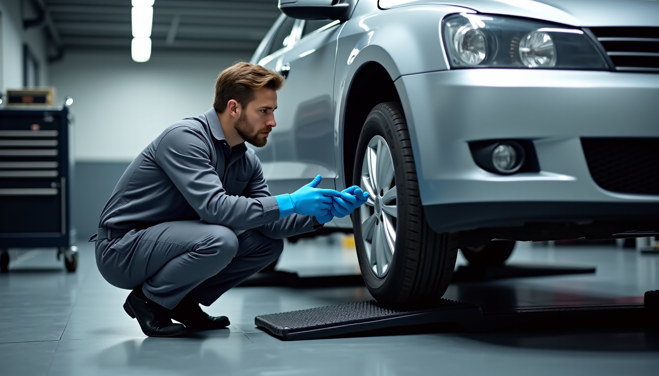 Mécanicien vérifiant la stabilité d