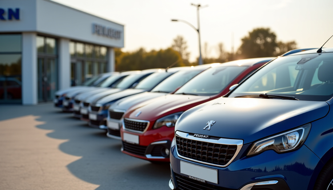 Rangée de véhicules Peugeot d