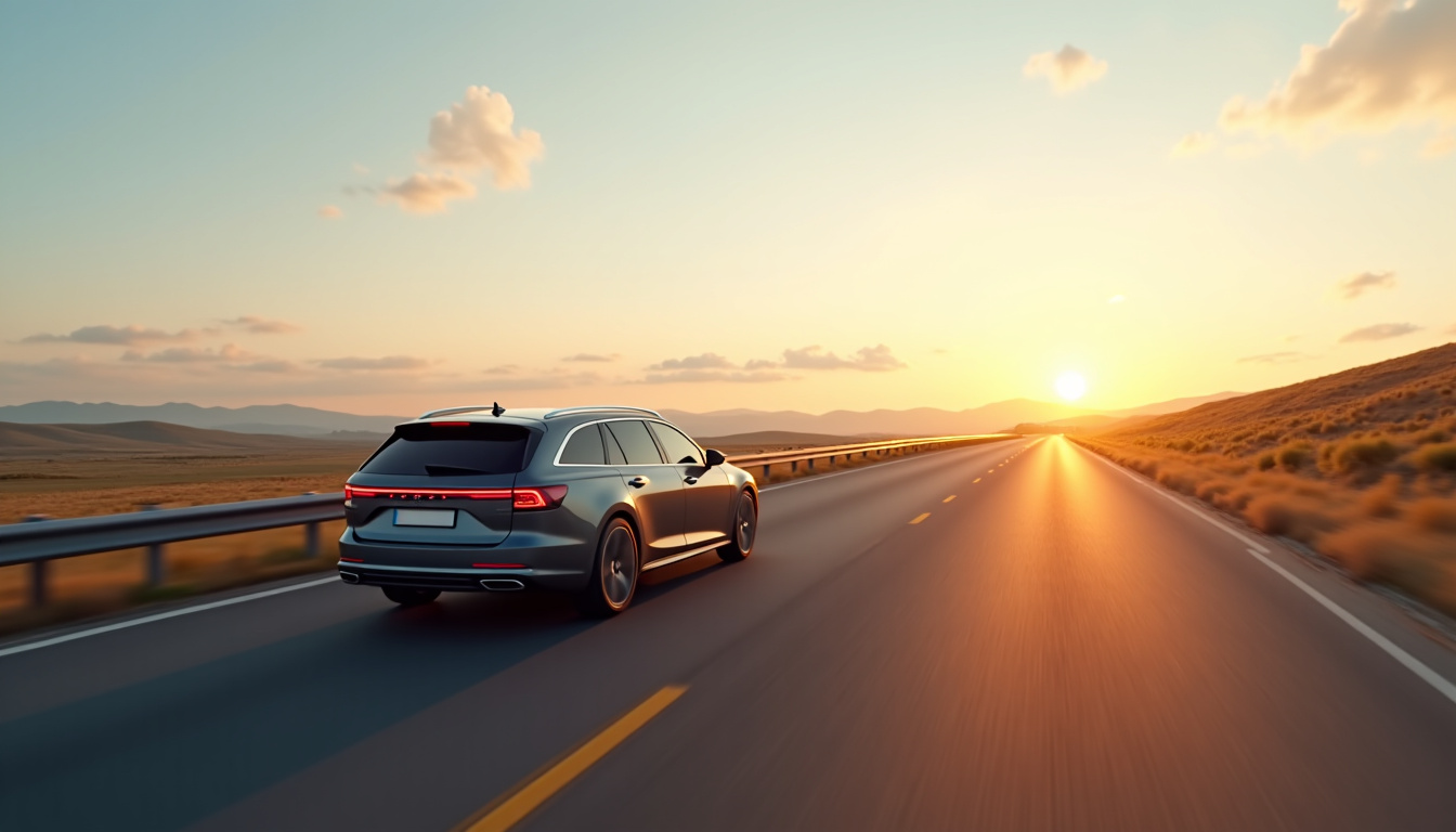 Voiture break diesel roulant sur une autoroute dégagée en 2026