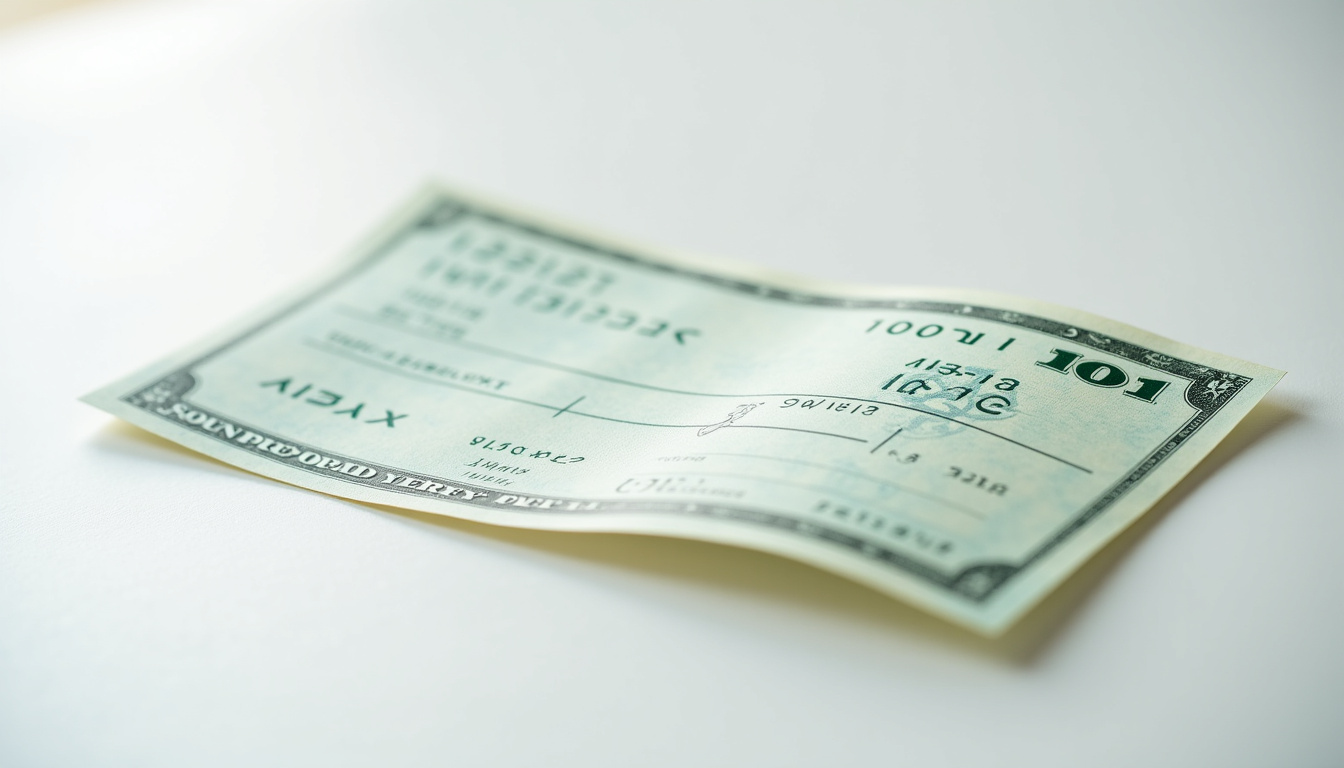 Exemple de chèque de banque avec filigrane et mentions bancaires visibles