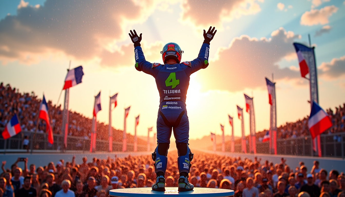 Fabio Quartararo sur le podium après sa victoire au championnat du monde MotoGP 2021