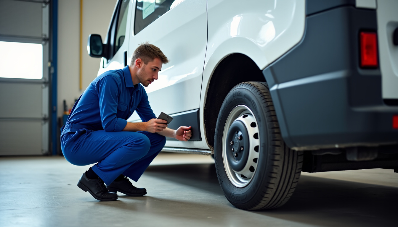 Mécanicien inspectant un Renault Express, préparant le lecteur à l