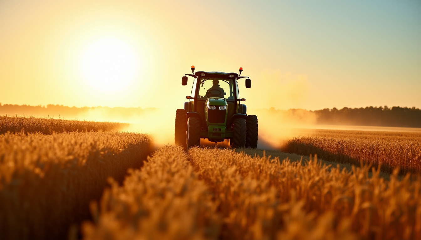 Moto faucheuse en action dans un champ de blé