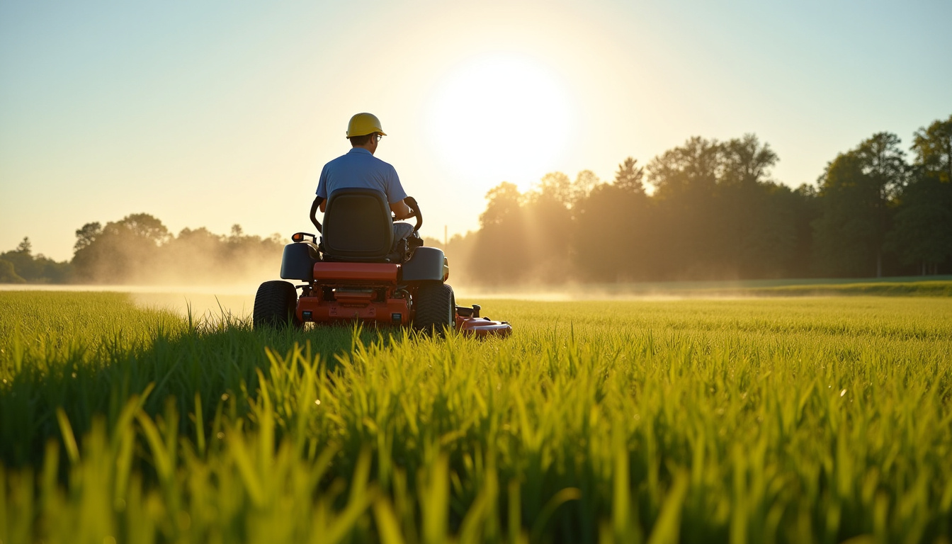 Opérateur utilisant une moto faucheuse avec équipement de protection