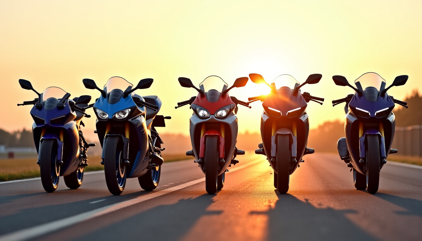 Comparaison de plusieurs motos 125cc sur une piste d