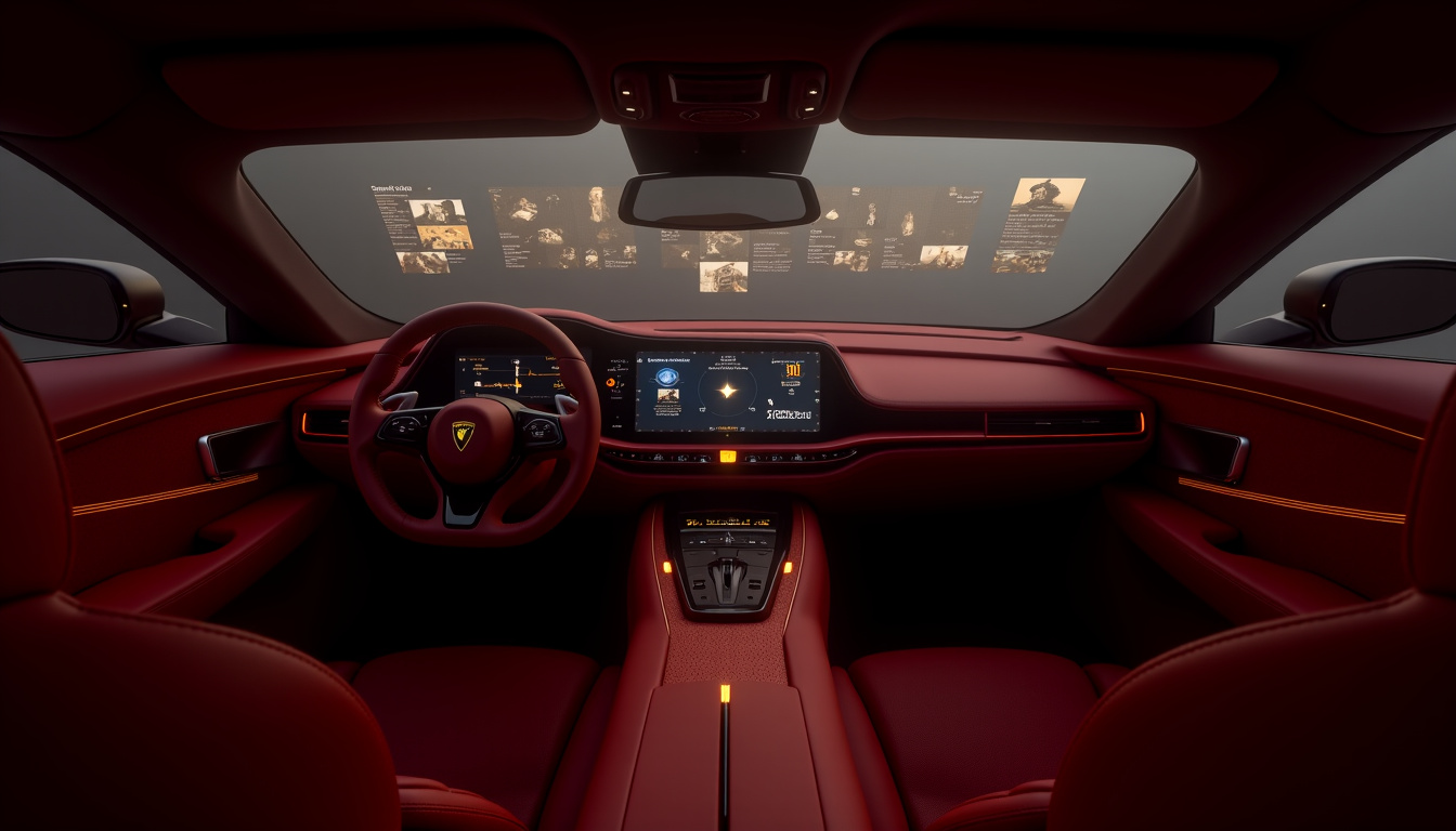 Intérieur de la W Motors Lykan HyperSport avec affichage holographique et finitions en or véritable