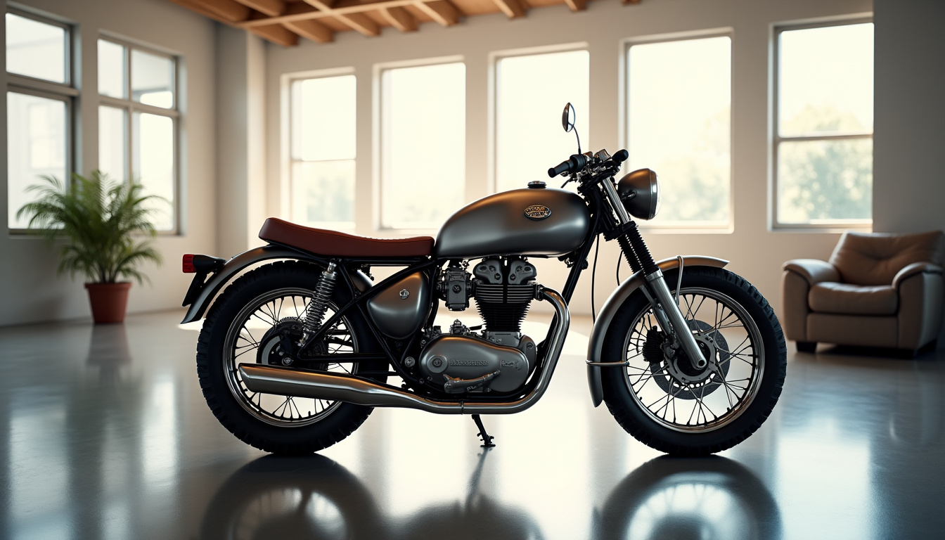 Moto Brixton édition spéciale SK 8 exposée en intérieur lumineux