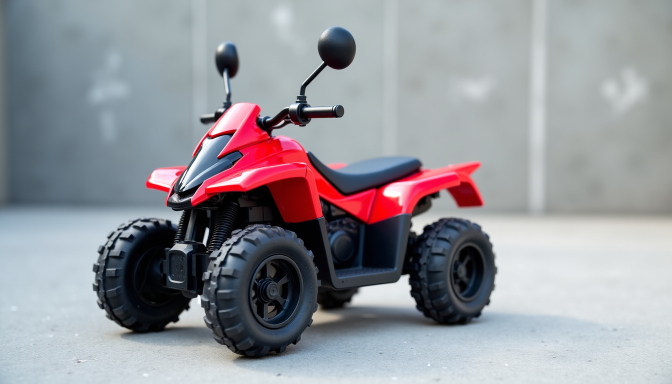 Moto télécommandée pour débutant sur une surface plane, vue de face et de côté