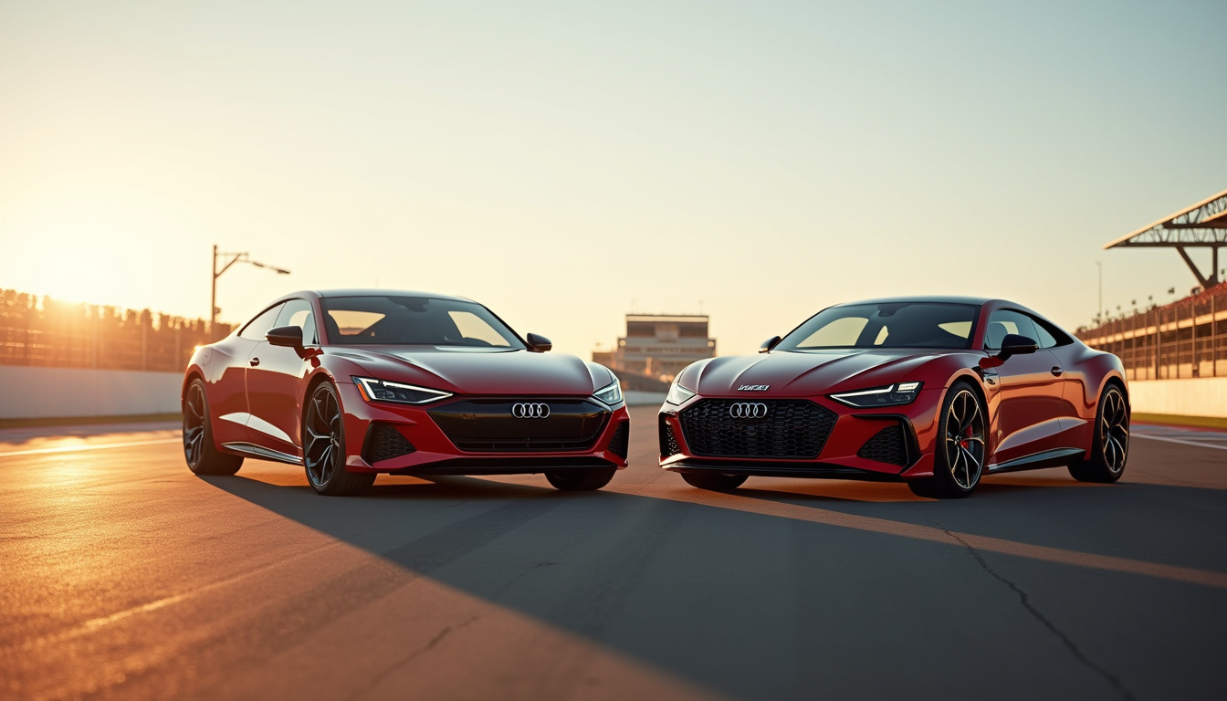 Photographie montrant une Audi e-tron GT et une Ducati Panigale V4 R côte à côte sur un circuit