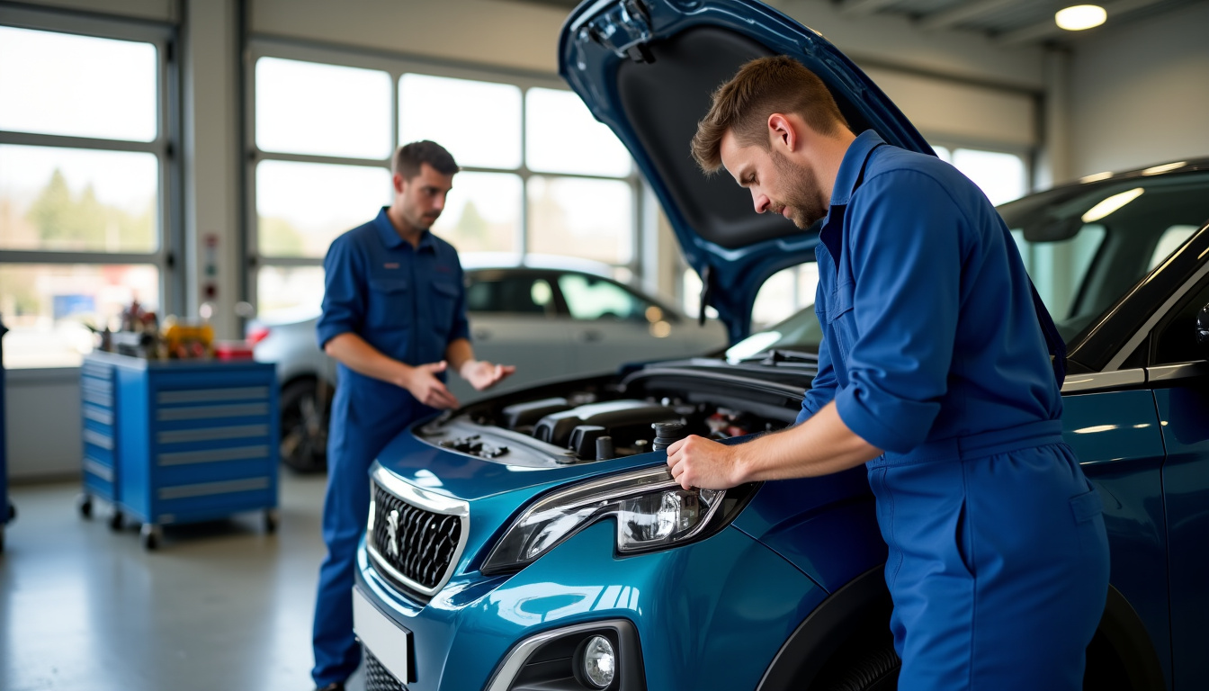 Technicien Peugeot en train d