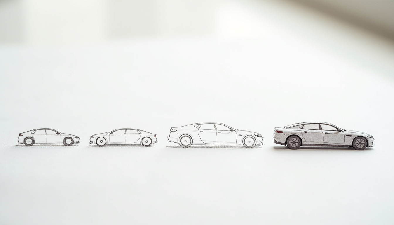 Série de dessins montrant les étapes de création d