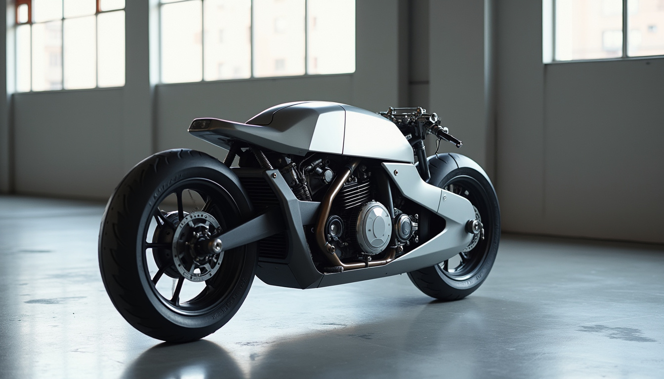 Vue de côté du prototype de moto Audi Z02 datant des années 1970