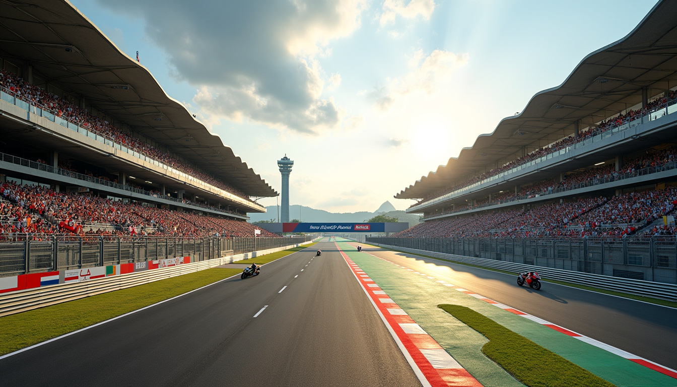 Vue des tribunes principales du circuit de Sepang lors d