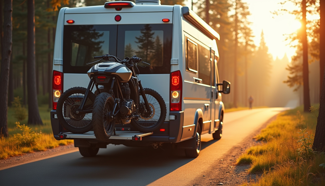 Installation d’un porte-moto à l’arrière d’un camping-car pour transporter une moto légère