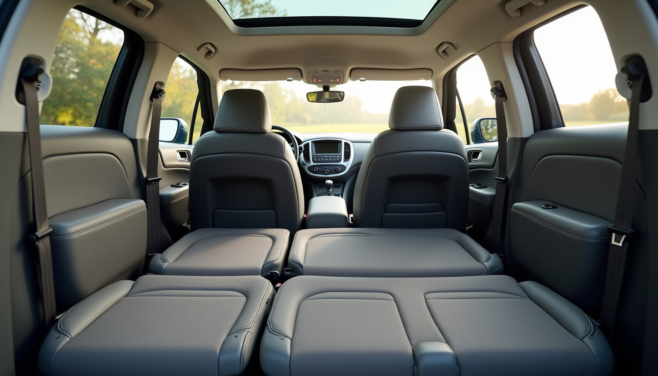 Intérieur du Renault Grand Scenic avec sièges 7 places déployés et rangée arrière accessible