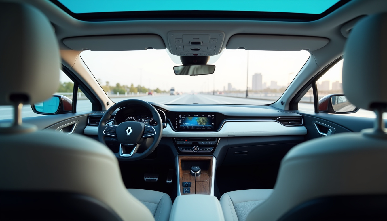 Intérieur du Renault Scénic E-Tech électrique avec tableau de bord numérique et écran central
