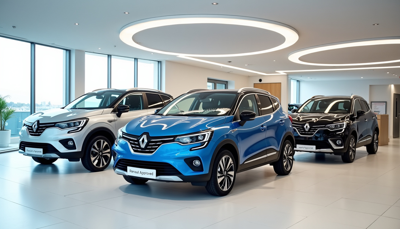 Showroom de la concession Renault Antibes avec exposition de véhicules d'occasion certifiés