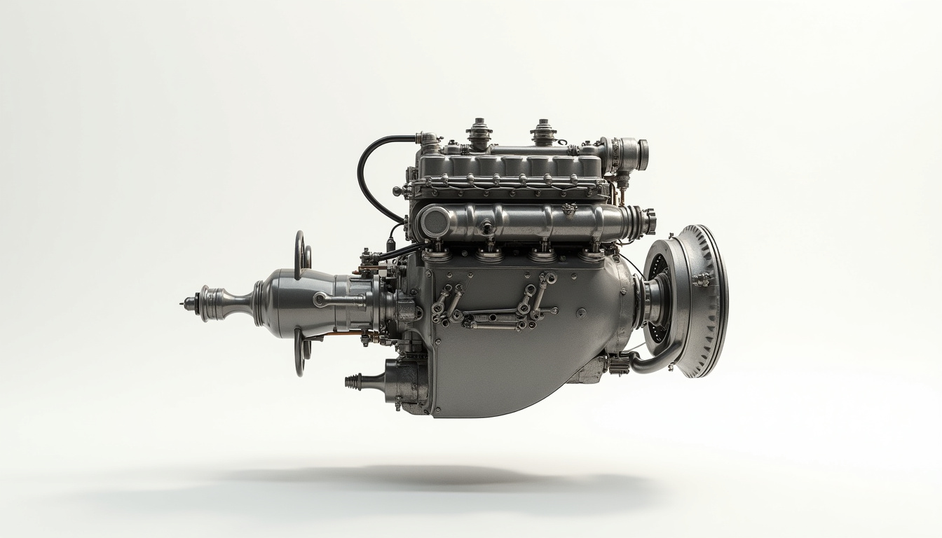 Vue technique du moteur flottant de la Citroën Traction Avant avec suspension isolée