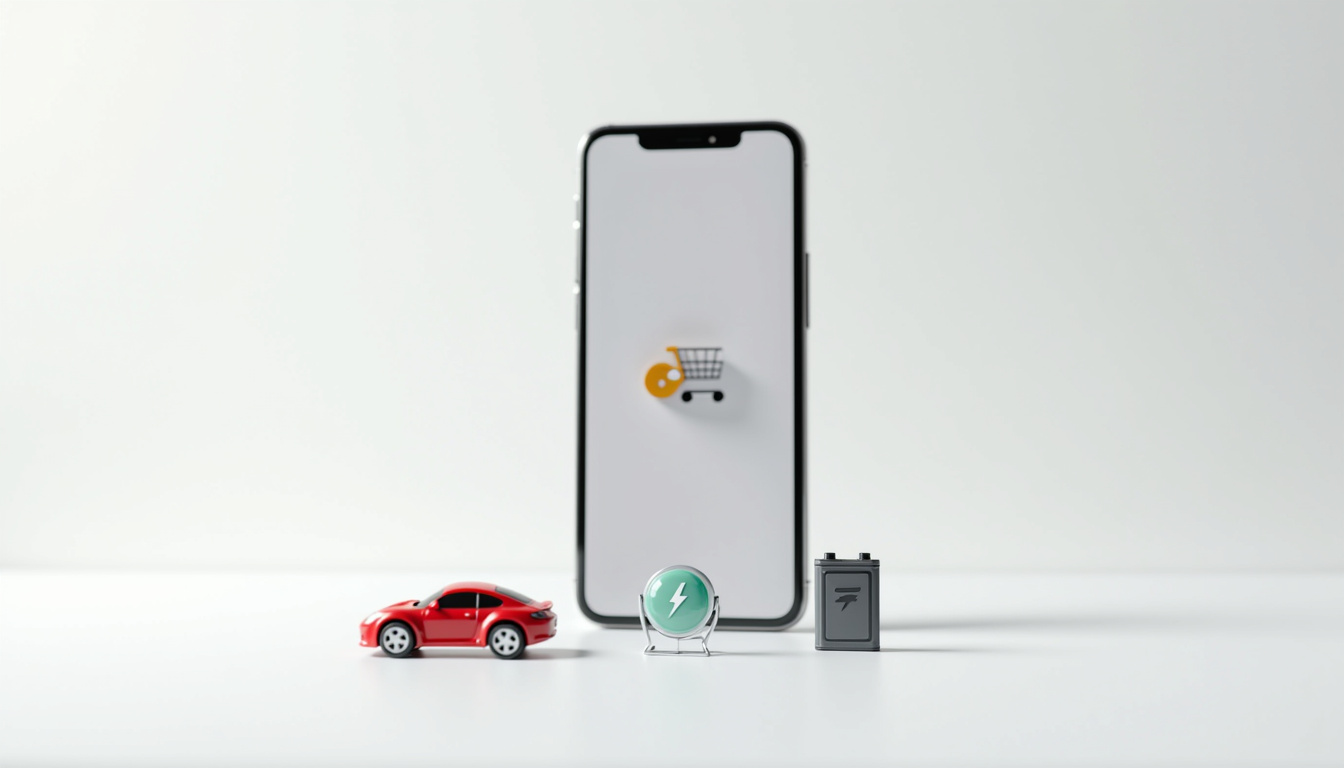 Achat d’un booster de batterie sur un site web, montrant un panier avec un produit sélectionné