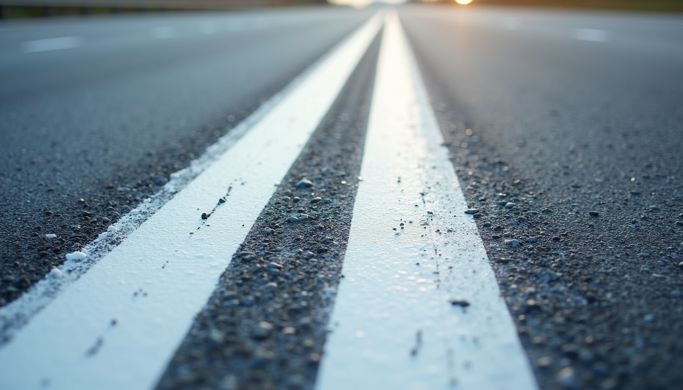 Marquage au sol de la bande d’arrêt d’urgence sur autoroute