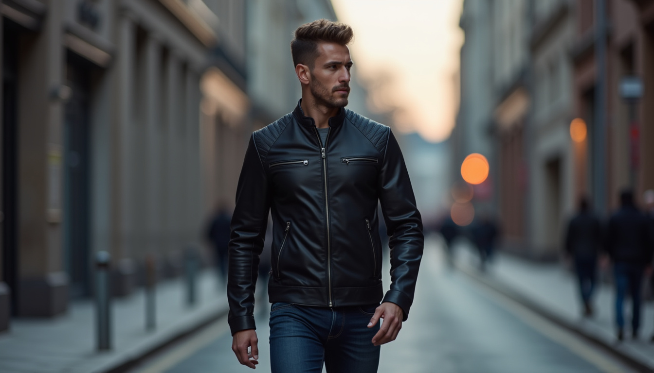 Jean moto homme en ville, coupe slim, style discret et élégant