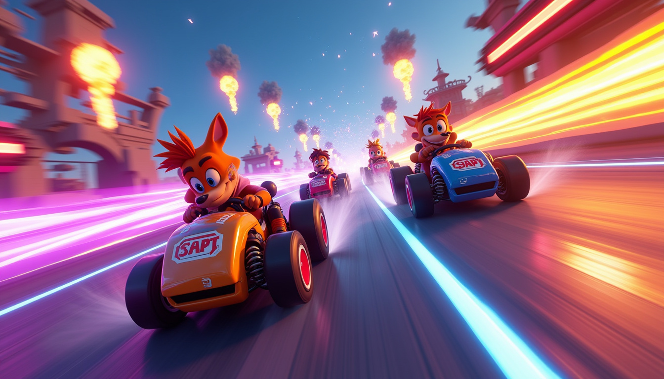Jeu Crash Team Racing Nitro-Fueled sur PS4 - course multijoueur colorée