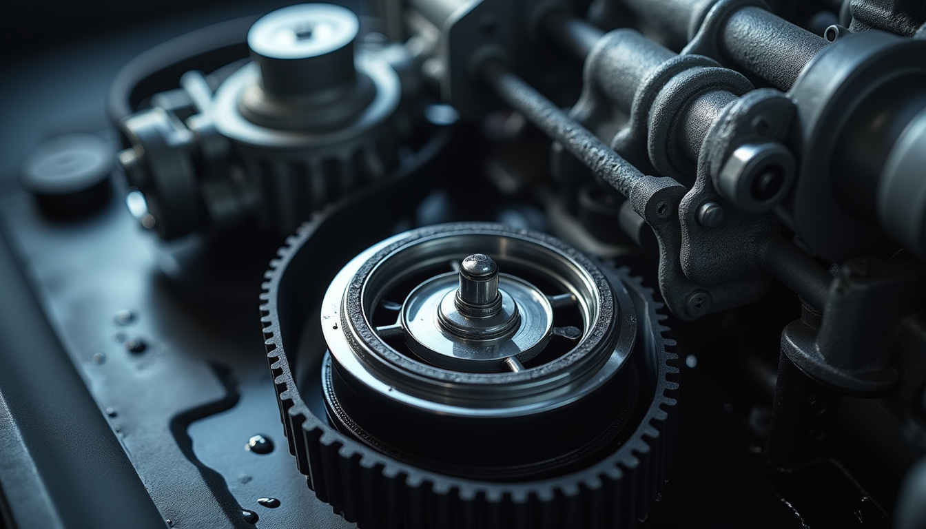 Moteur 1.2 PureTech de Peugeot vu de l'intérieur avec courroie immergée dans l'huile
