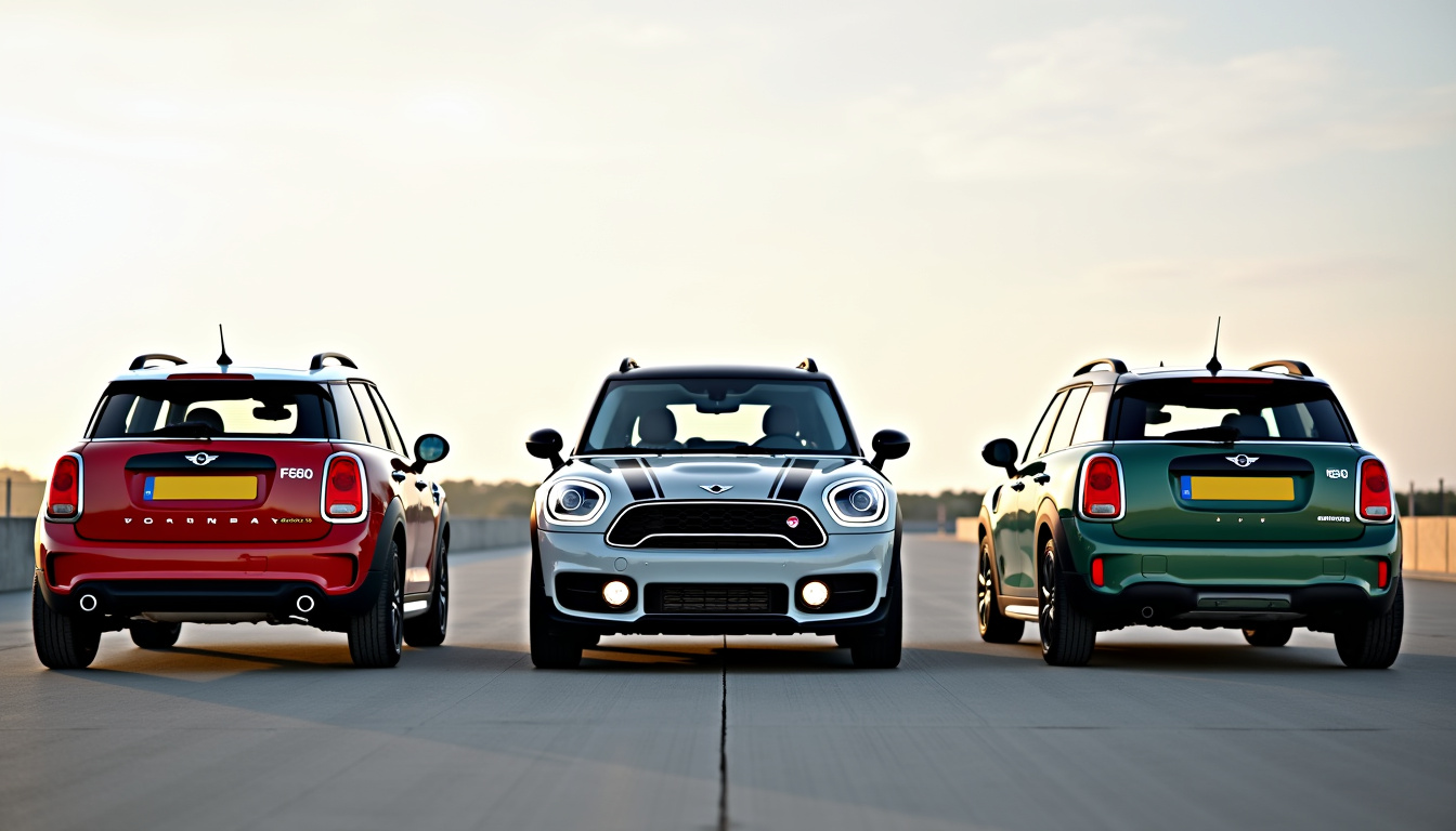 Comparaison visuelle des trois générations de Mini Cooper Countryman: R60, F60 et U60