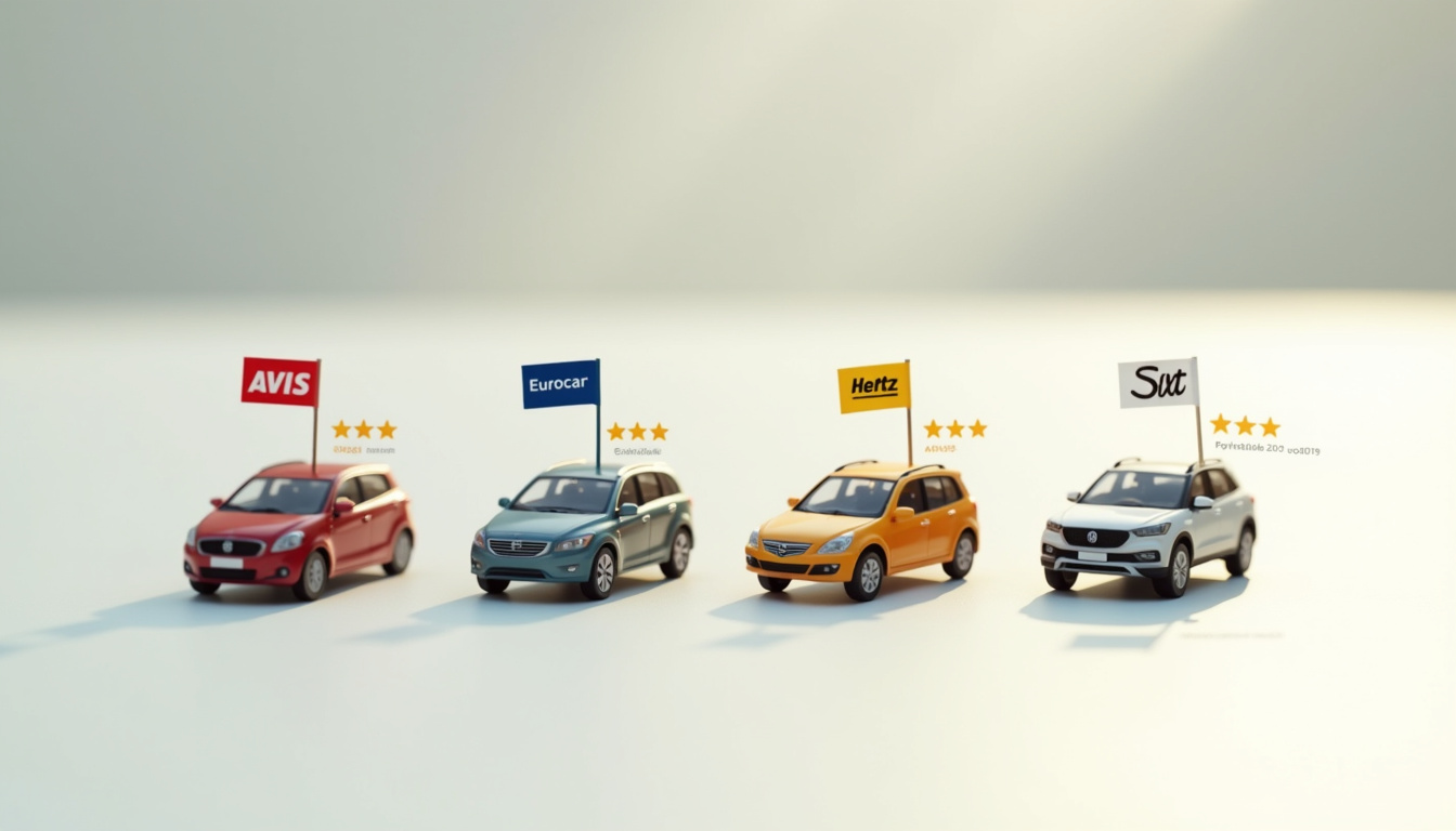 Tableau comparatif des agences de location de voitures à Angers: Avis, Europcar, Sixt, Hertz