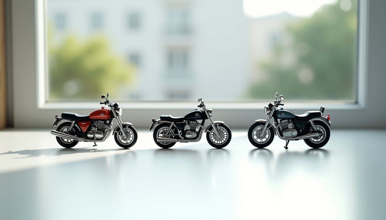 Comparaison visuelle des échelles de maquettes moto: 1/12, 1/9 et 1/6