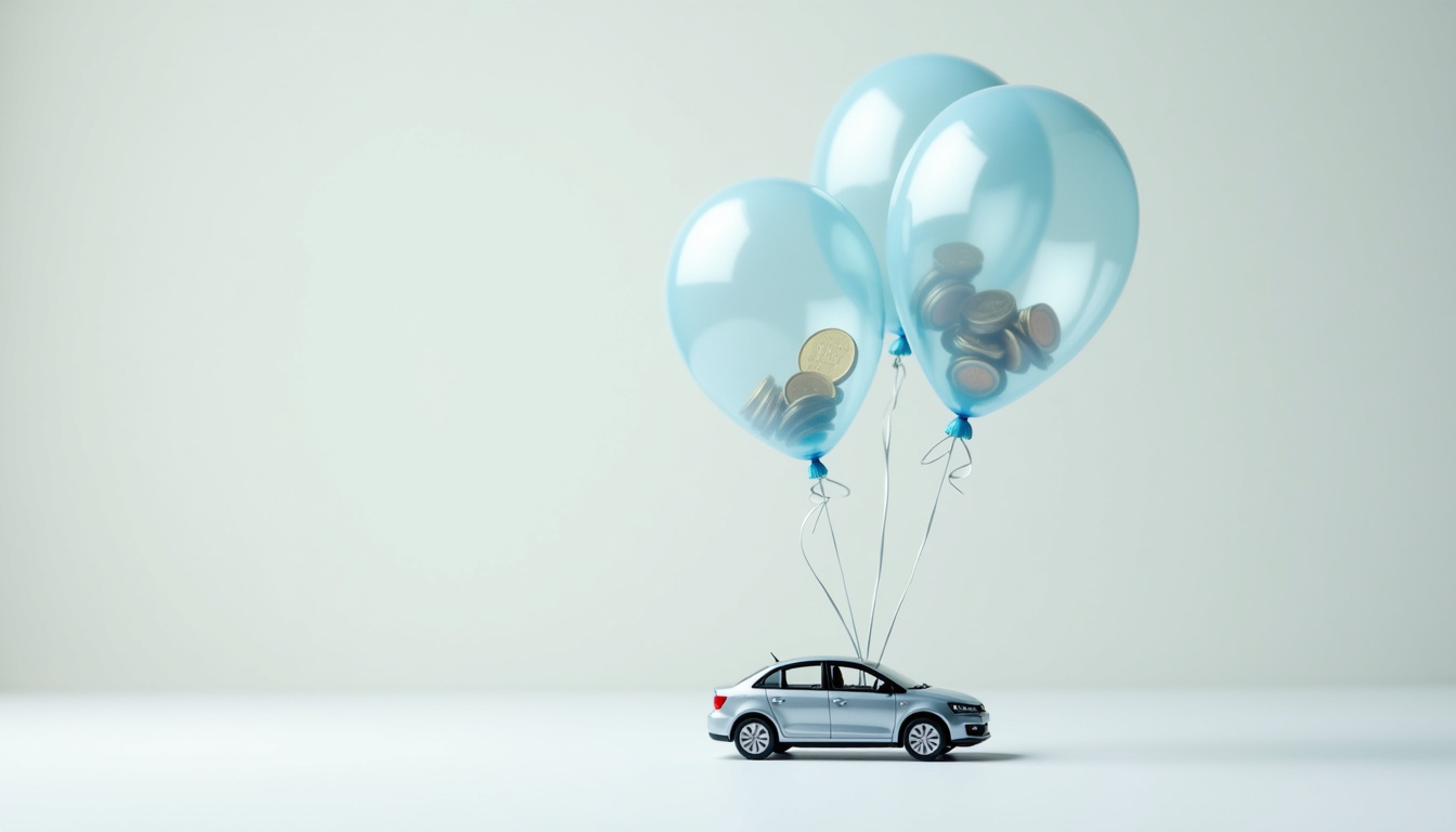 Schéma explicatif du fonctionnement du crédit ballon voiture: mensualités réduites et paiement final en ballon
