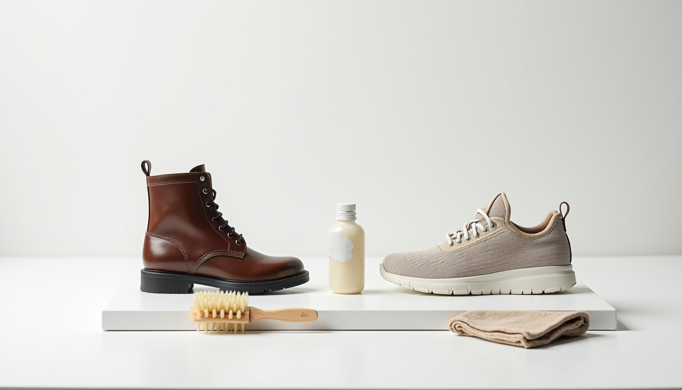 Kit d’entretien pour baskets moto avec produits pour cuir et textile