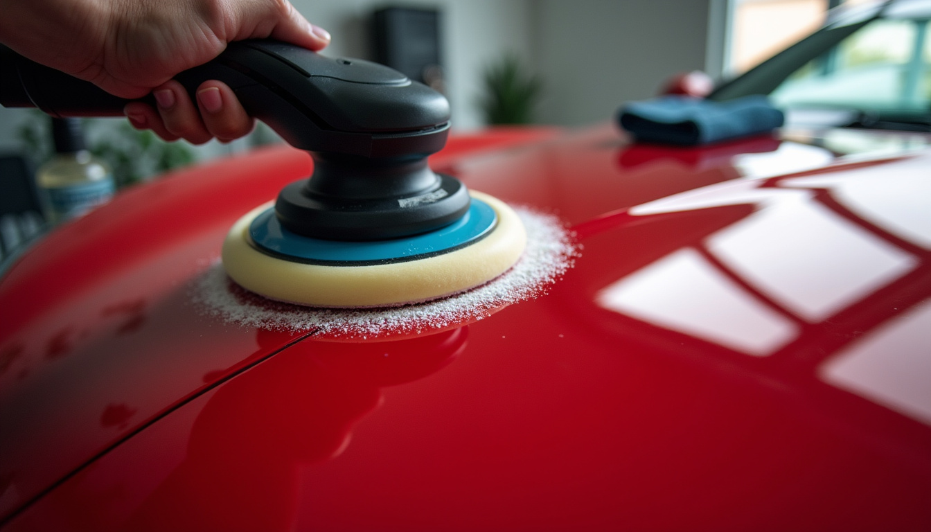 Technique correcte de polissage avec une lustreuse sur une carrosserie