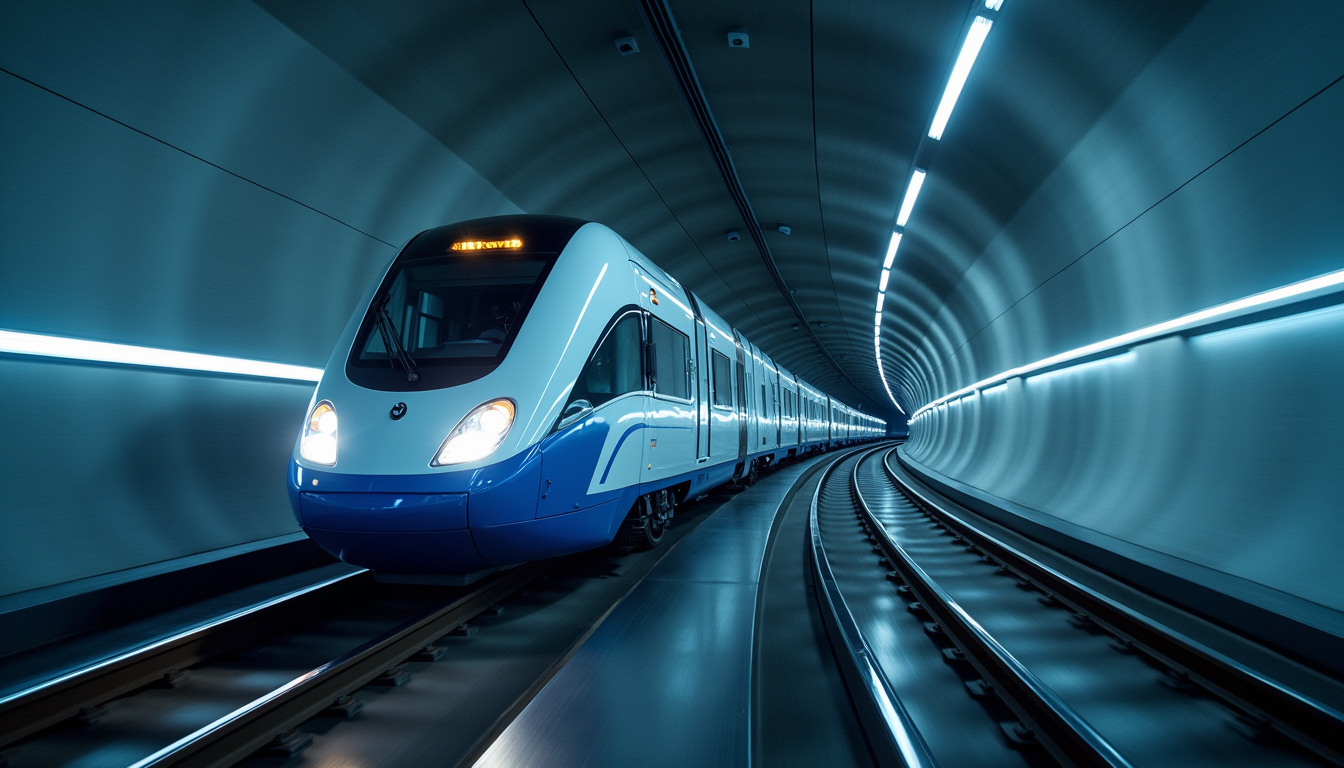 Train Shuttle Eurotunnel transportant des voitures dans le tunnel sous la Manche
